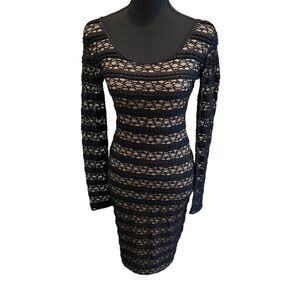 BCBGMAXAZRIA Tanya Lace Dress Black and Cream XS NWT